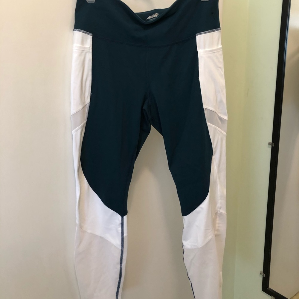 Teal and white leggings
